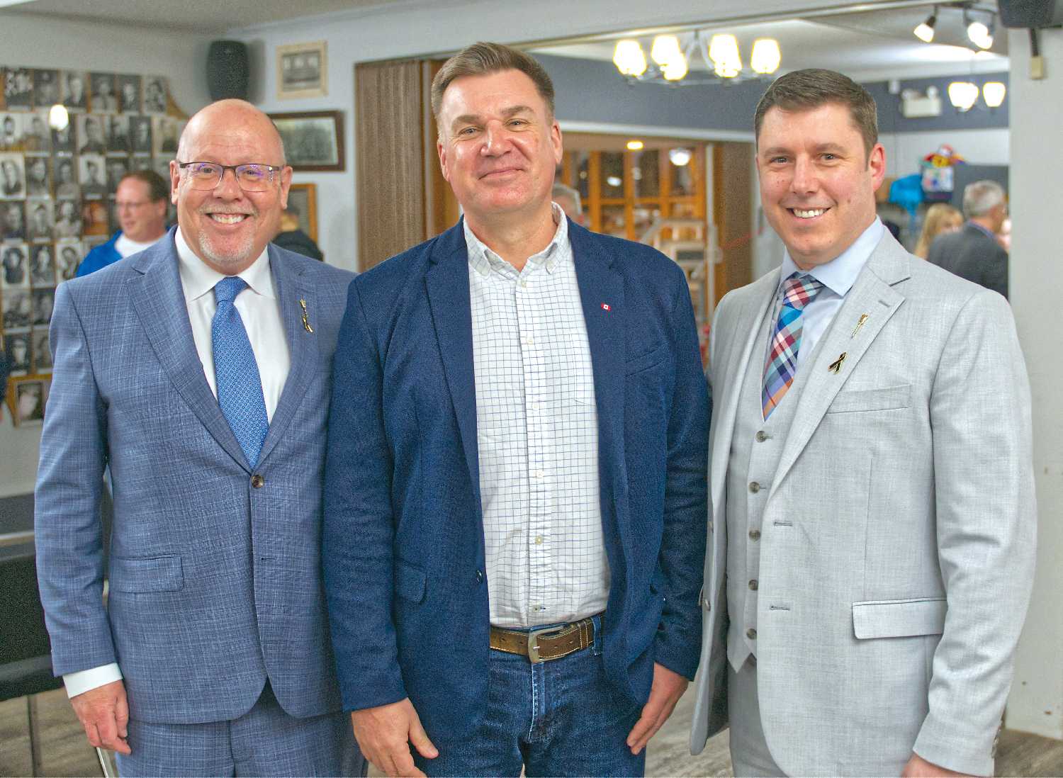 Steven Bonk is flanked by local MLAs Kevin Weedmark (Moosomin-Montmartre) and Michael Weger (Weyburn-Bengough), who congratulated the newly-minted MP for Souris-Moose Mountain on election night.